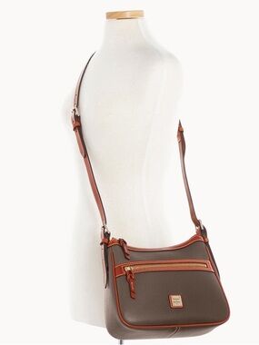 Dooney And Bourke Pebble Grain Presley Bag Elephant Grey/Taupe Crossbody EUC
